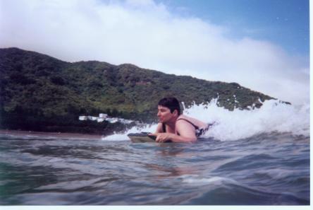 Coady riding the waves...what a cool beach mama!